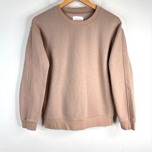 Parachute Crewneck Sweatshirt S 100% Organic Cotton Beige Quiet Luxury USA READ